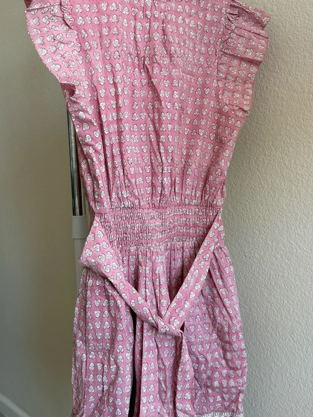 Marea Pink Floral Mini Dress with V-Neck, XS - Picture 2 of 6